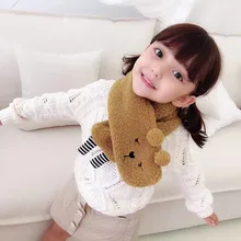 Милый плюшевый медведь толстый шарф шаль для детей мода Kawaii пушистые однотонные шарфы Зимние теплые шарфы