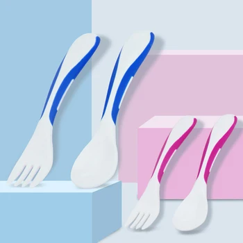 

2pc Children Tableware Baby Spoon Fork Set Children Utensil Safety Tableware Infant Solid Feeding Flatware for Baby Feeding