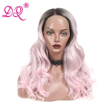 DQ синтетический Синтетические волосы на кружеве парик с эффектом деграде(переход от темного к розовый парик длинные волнистые синтетические парики для женщин повседневные Маскарадный костюм парика, устойчивая к высоким температурам волоконный парики