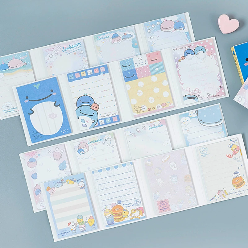 

80pcs/pack Four In One Pack Cartoon Memo Pad Sticky Notes Bookmark Students Planner Stickers