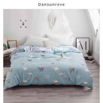 

Dansunreve Animal Sheep Light Blue Duvet Cover Simple Colorful Adult Children Printed Cotton bedding duvet cover king queen 2020