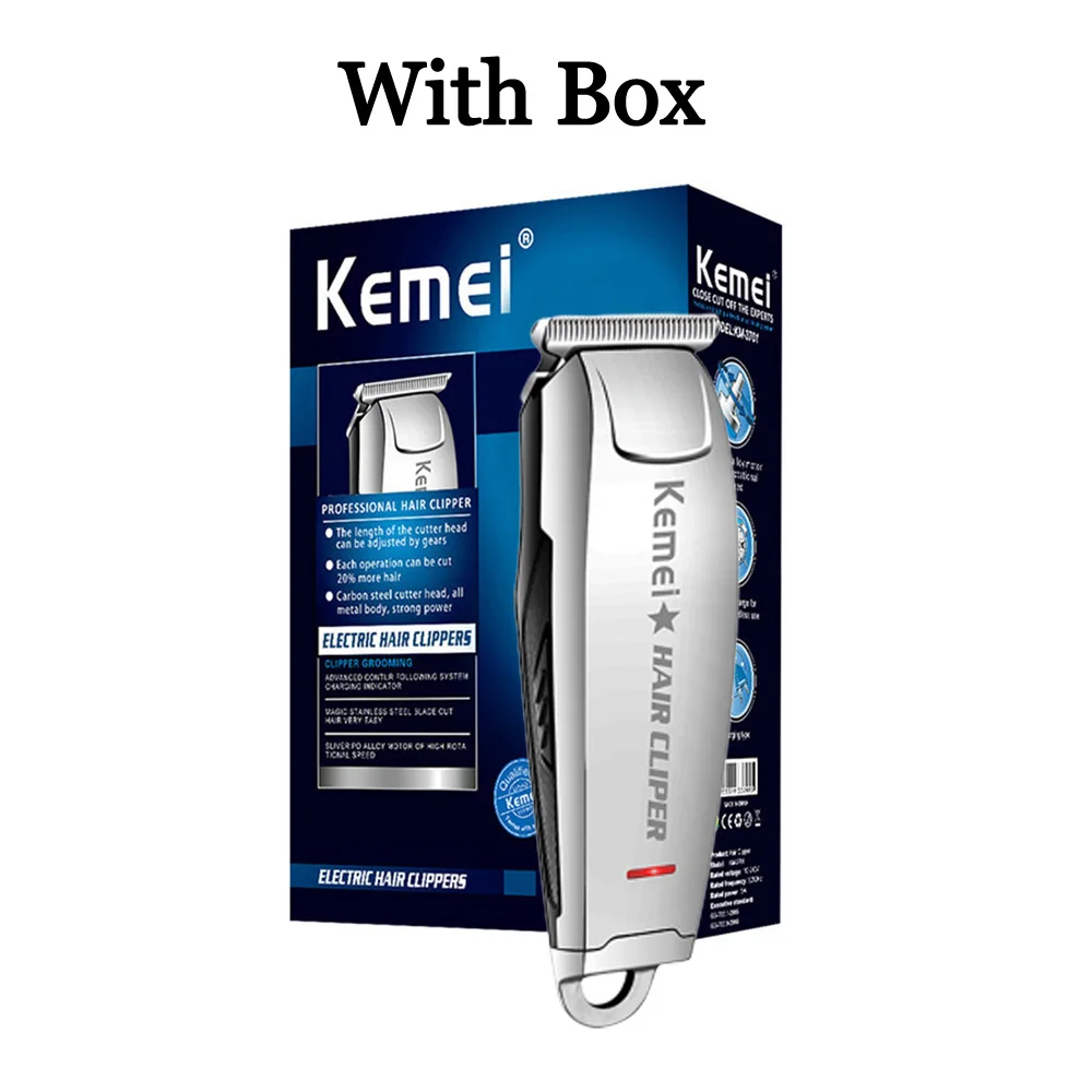 With Box Мини-машинка для стрижки волос, 0 мм, Kemei, электрический триммер, профессиональная стрижка, бритва, KM-2812, резьба по волосам, триммер для бороды, машинка для укладки - Цвет: With Box