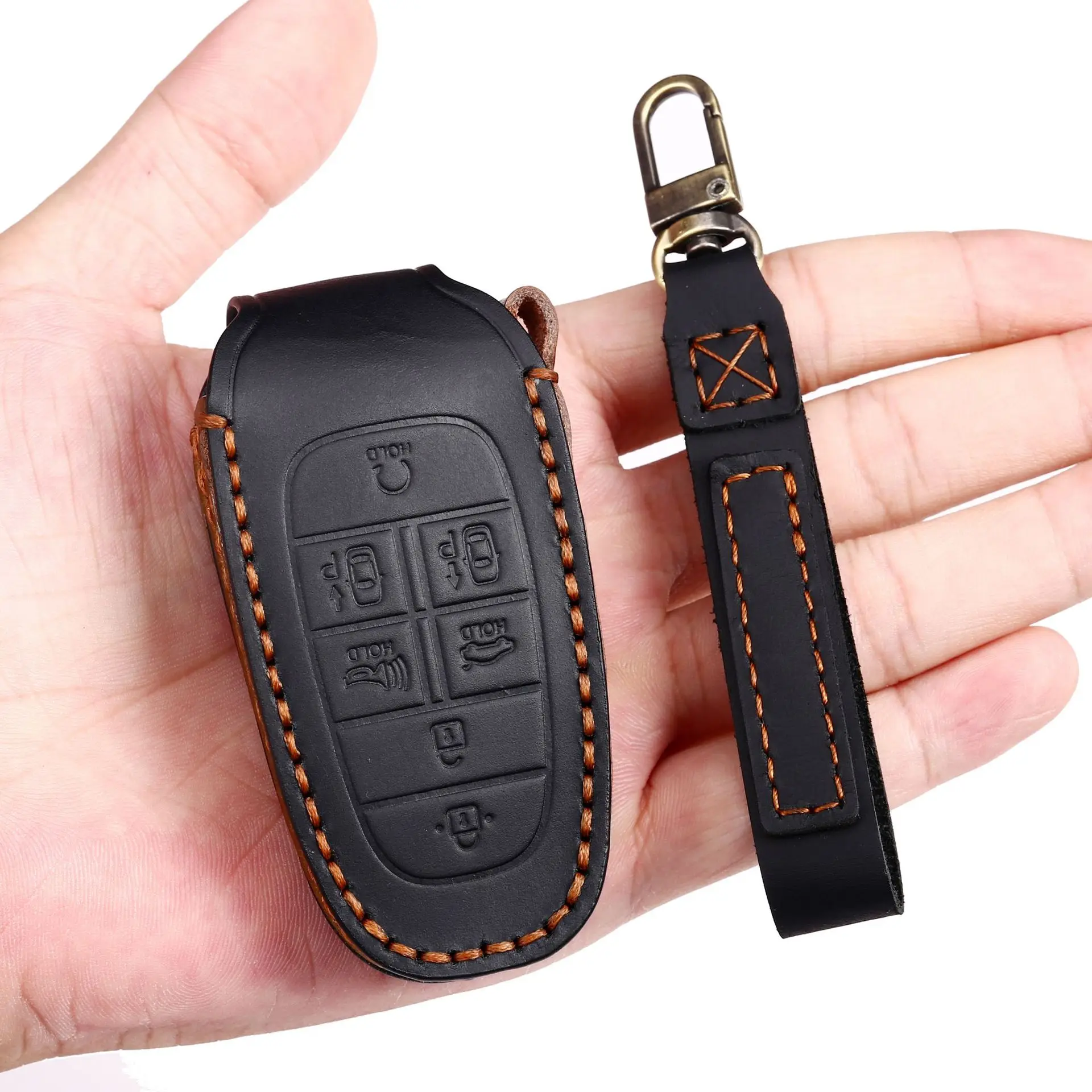 Custodia protettiva in pelle per Hyundai Solaris Sonata Hybrid NEXO NX4 New Grand Santa Fe Tucson 2021 2022 portachiavi con ingresso senza chiave 19 14.JPG