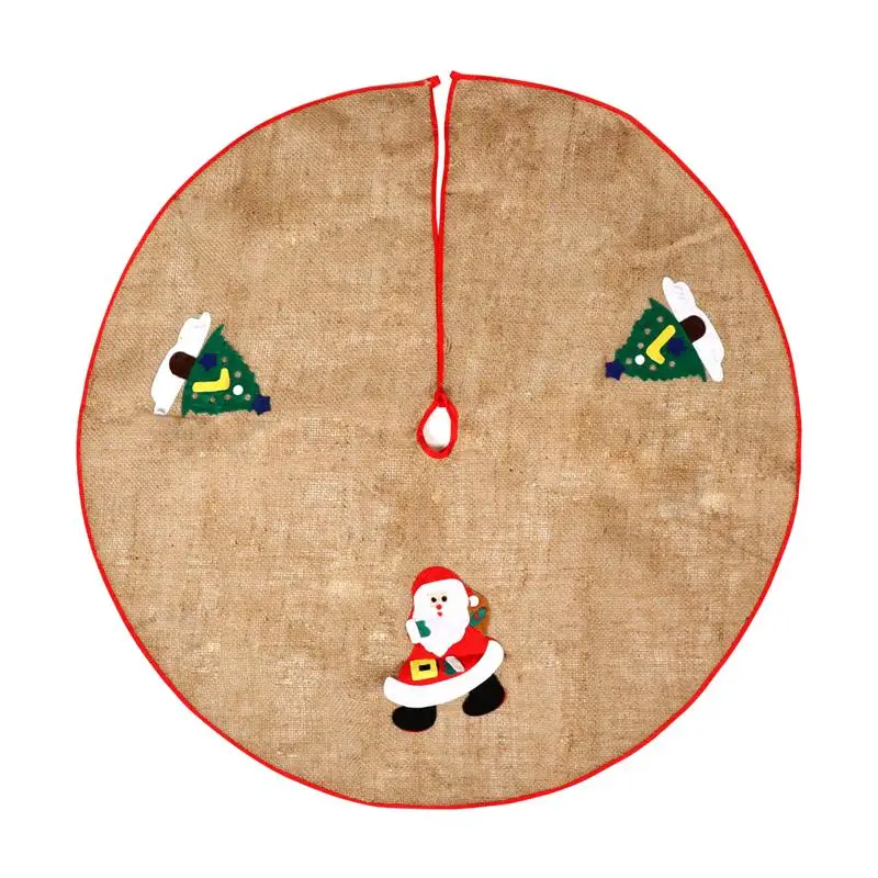 

1pc Christmas Tree Skirt Linen Fabric Premium Santa Claus Pattern Mat Adornment Decorations For Christmas Party