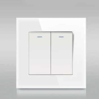 

2 Gang 2 Way Luxury Crystal Glass Panel Light Switch On / Off Pass Switch Wall Switch 16A