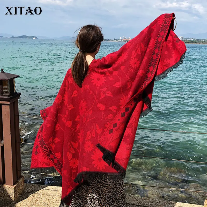 XITAO шаль плащ Осень-зима шарфы женская одежда 2019 модная длинная с кисточками в