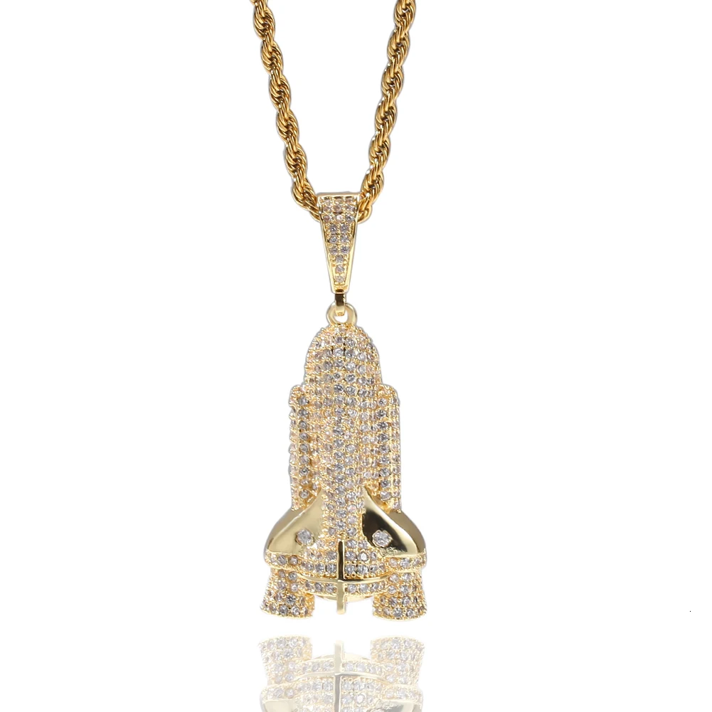 Uwin Rocket Pendant AAA Cubic Zircon Hiphop Necklace Tennis Chain Gold Silver Trendy Rock Men Hip Hop Punk Jewelry