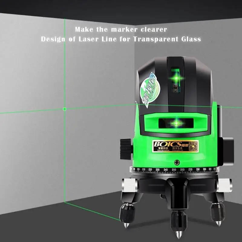 

5 Line Self-leveling Instrument High Precision Green Beam Horizontal/Vertical/Cross Laser Level Durable Optical Instruments