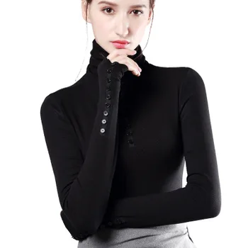 

2020 women new large size shirt women's long sleeves hand shirt autumn and winter high collar bottoming shirt