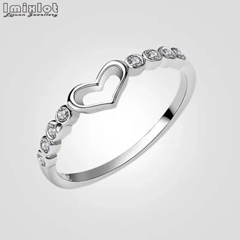 Trendy Hollow Crystal Heart Rings for Women with Size 6 7 8 9 10 Shinning Rhinestone Finger Fashion Wedding Jewelry | Украшения и