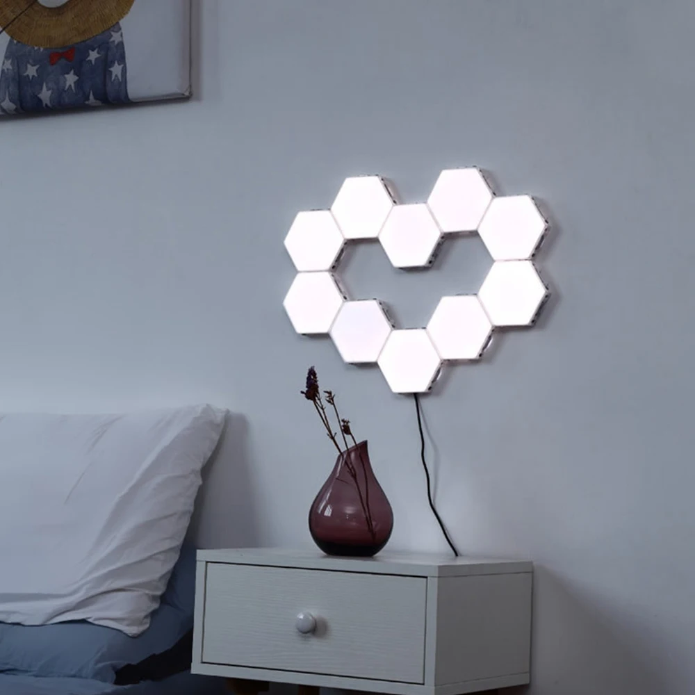 Led Quantum Lamp Hexagonal Lamps Modular Touch Sensitive Lighting LED Night Light Magnetic Hexagons Creative DIY Decor Wall Lamp 7