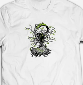 Günstig DJ MUSIK STUDIO KOPFHÖRER BAUM MISCHEN SCHREIBTISCH GEEK 100% Baumwolle Herren T-shirt T-stück