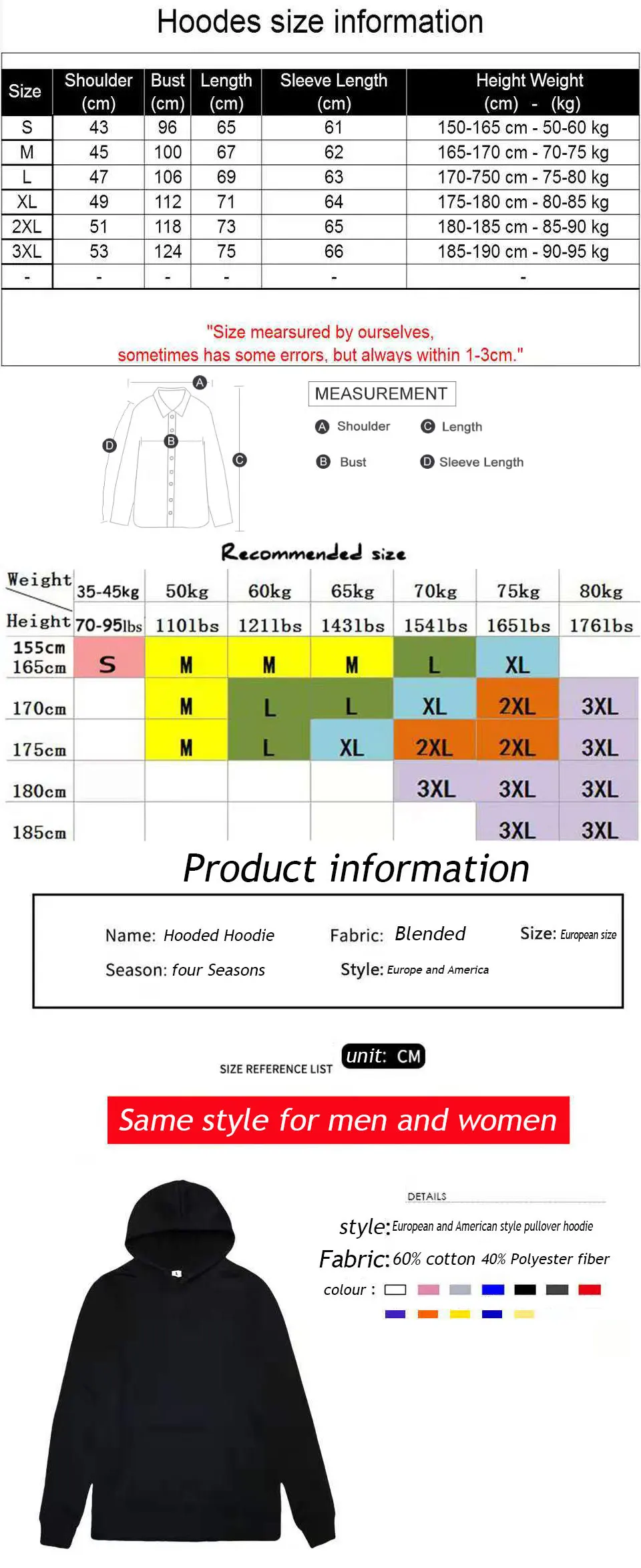 Hoodie Men's Fashion Hip Hop Plus Size Sweatshirt Loose Fit-Veeddydropshipping