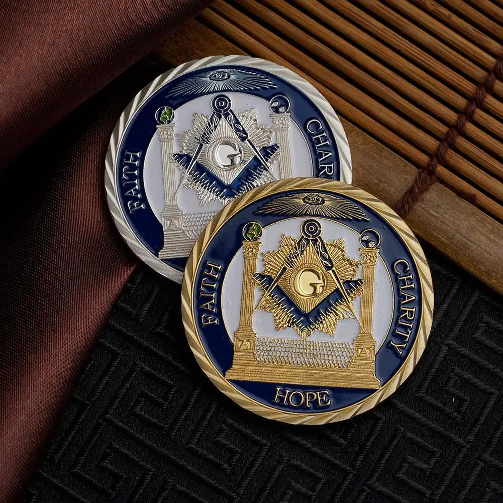 Freemason Brotherhood Masonic Gold Silver Plated All Seeing Eye Lucky Faith 1OZ Commemorative Coins Souvenir Gifts | Дом и сад