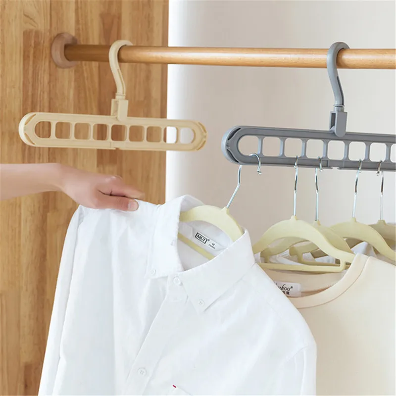 Clothes Hanger 9 Holes Hanger 360 Rotatable Hook Balcony Coat Hangers Plastic Wardrobe Storage Rack for Underwear Silk Scarf Tie