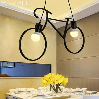 

Retro Bicycle Decorate Pendant Lights Modern Pendant Lamp Luminaria Industrial Lamp Loft Decor Fixture Living Dining Room Iron