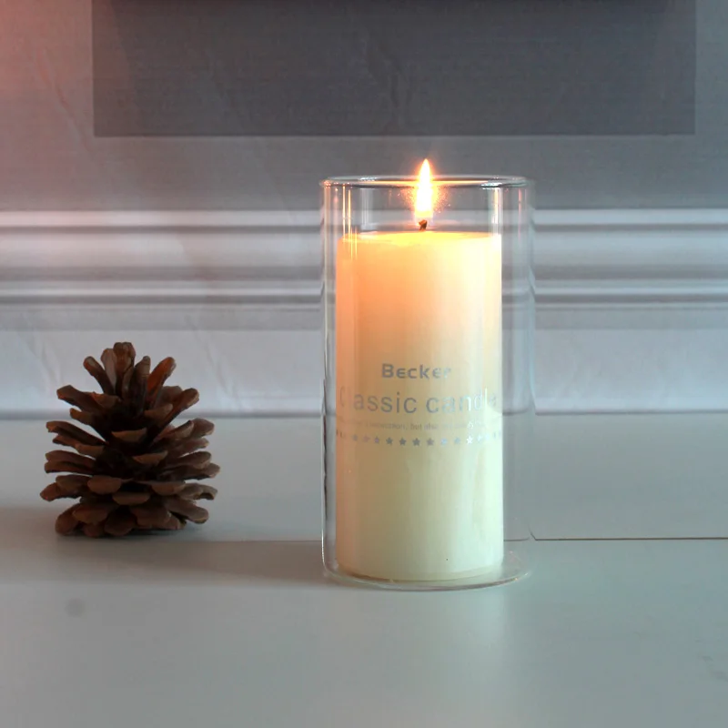 Glass Candlestick European Romantic Candlelight Dinner Glass Candlelight Cup Hotel Model Windproof Candlestick Candle
