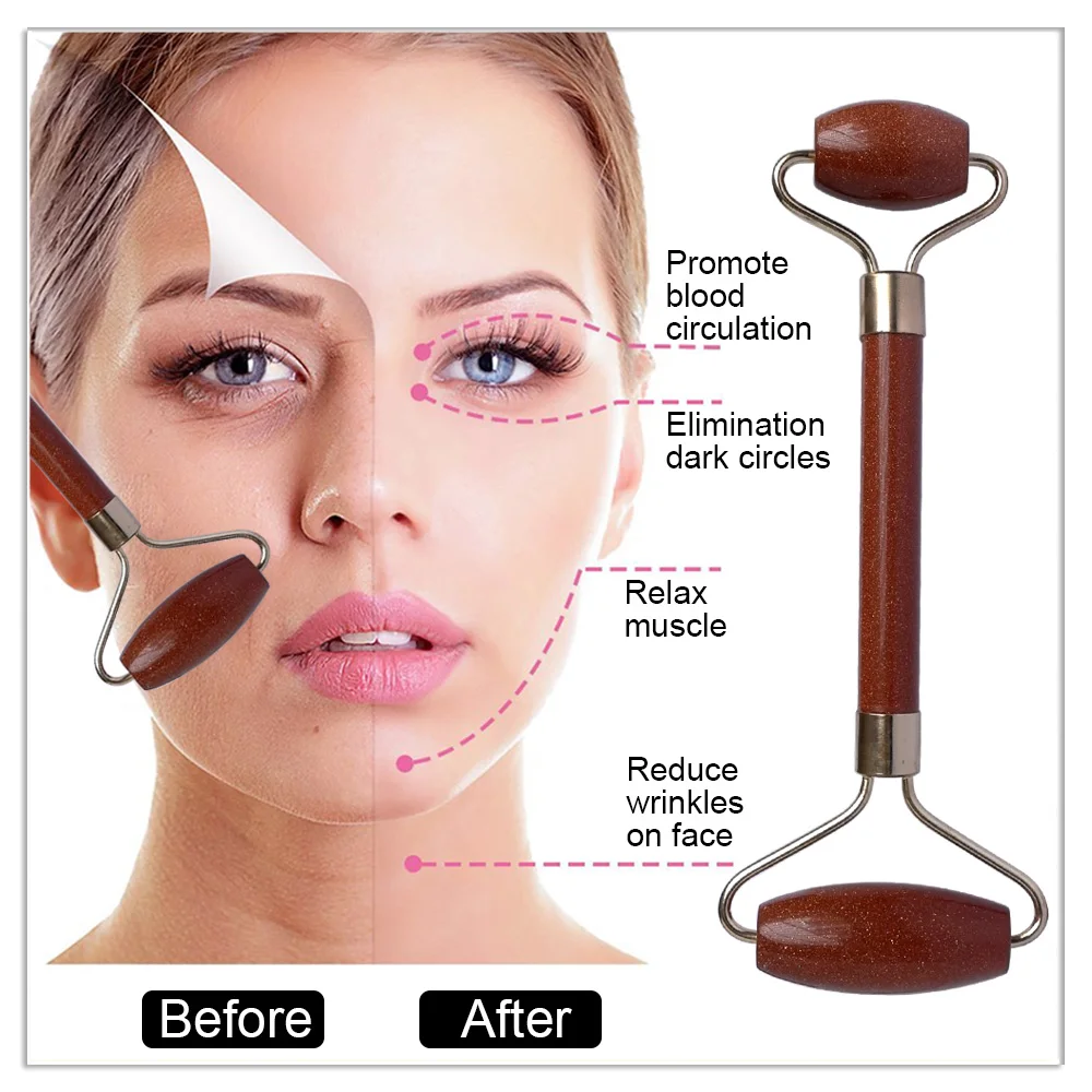 Массажер для лица розовый кварц агат натуральный нефритовый ролик похудения