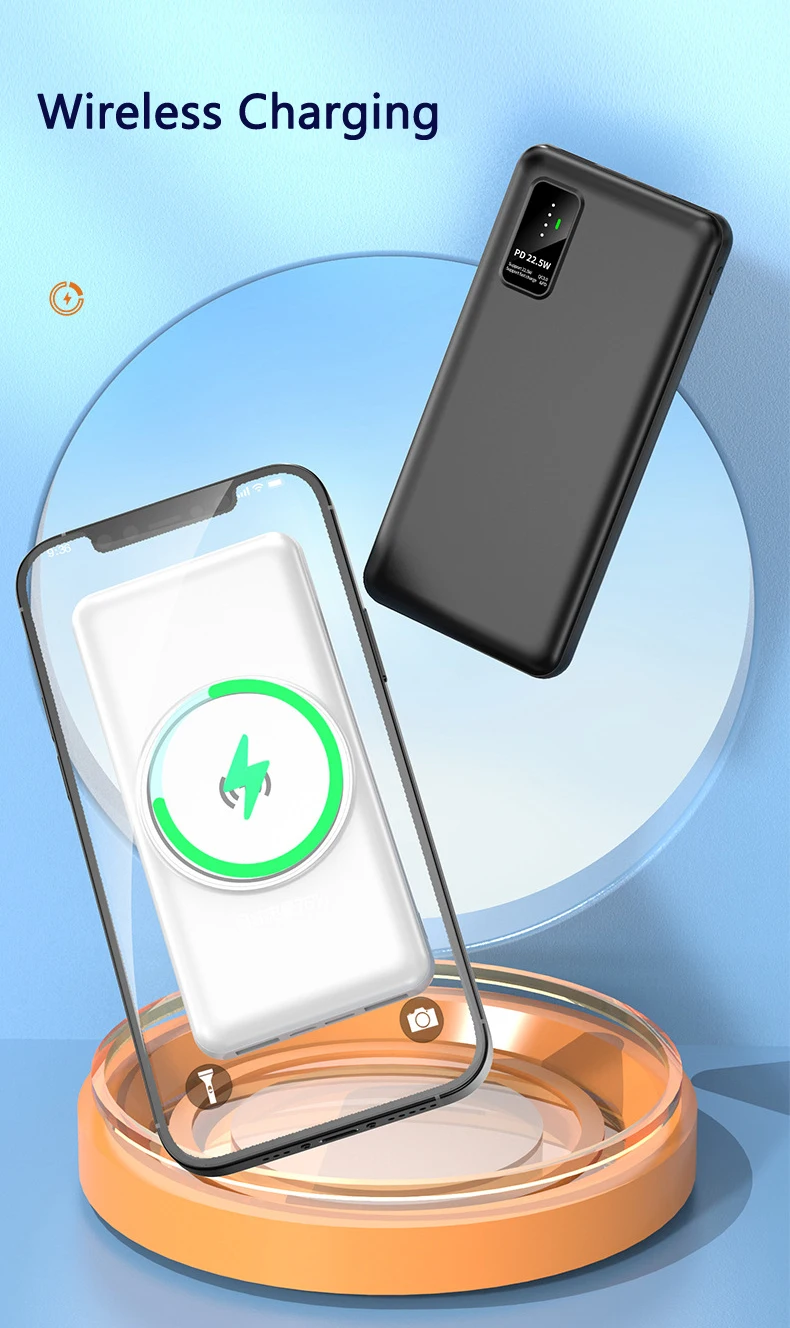 10000/20000mAh Power Bank Built in Cable 15W Magnetic Qi Wireless Charger for iPhone 12mini 12 pro max 22.5W Powerbank for Phone charmast