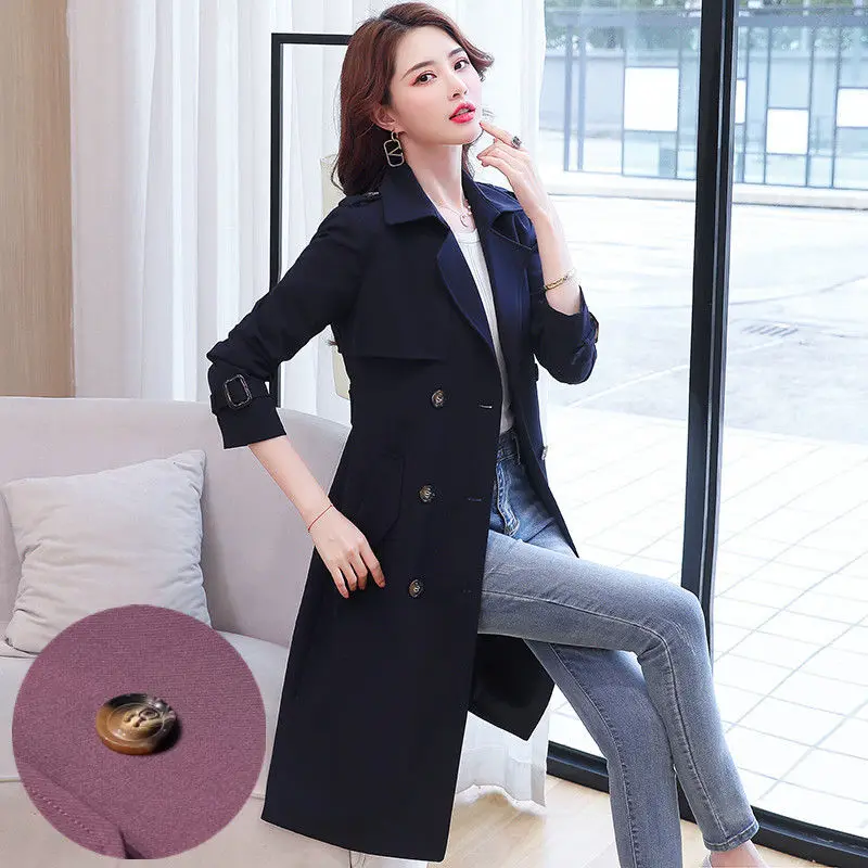 

2022 Spring Fashion Ins Wild Hepburn Style Long Coat New High-end Korean Style Windbreaker Women's Small Man
