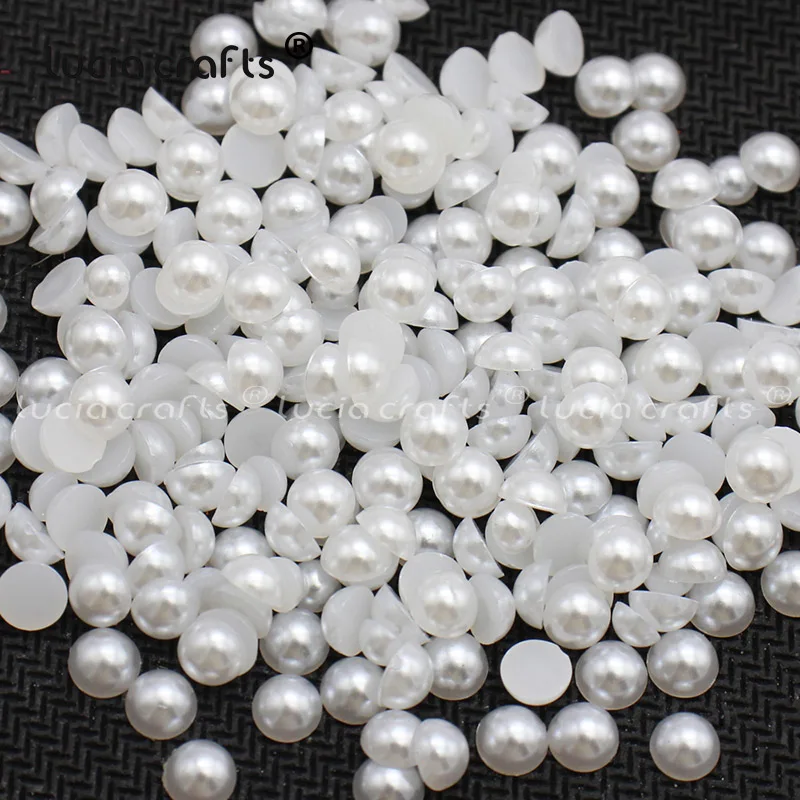 

2-14mm No Holes White Ivory Flatback Half Round Imitation Pearl Beads For DIY Jewelry Making Nail Art Grament Bag Decorations