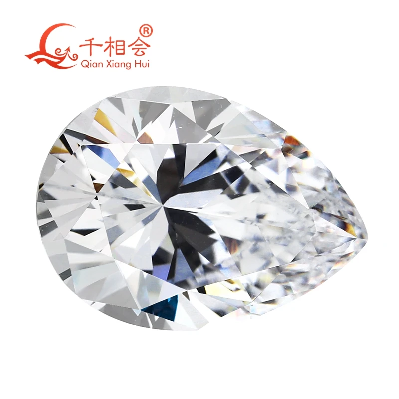 Pear Shape White Cubic Zirconia Loose Simulated Diamonds 12 Gemstones Lot 