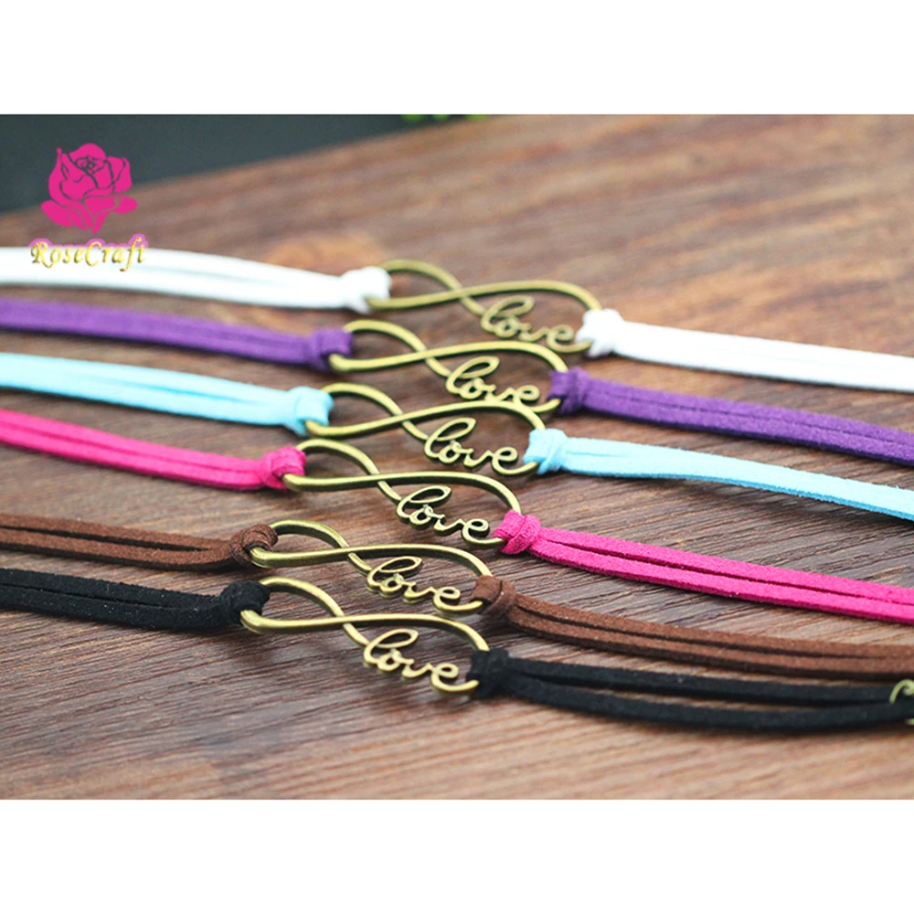 Pulsera de cordón de gamuza hecha a mano, ajuste de brazalete "Love", colgante de bisel, pulseras DIY, accesorios de joyería|jewelry findings|bracelet findingsjewelry blanks -