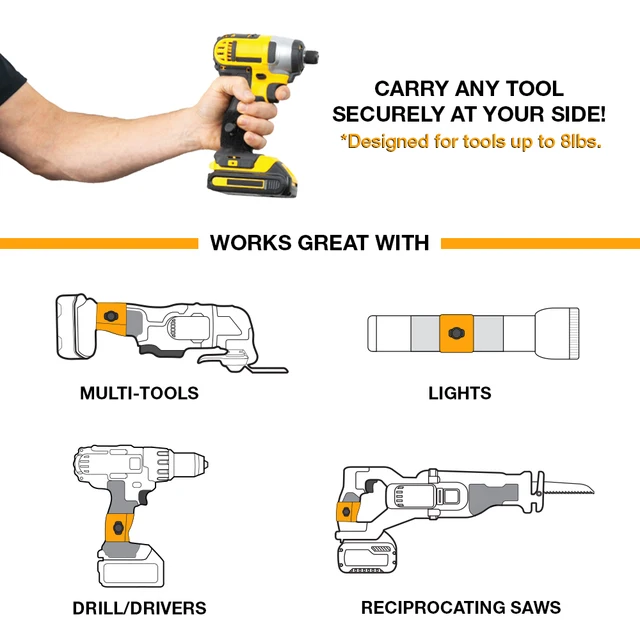 Tool Holster With Quick Release - Self-Locking Drill Holder For Belt - Carries Power Tools & Multitools