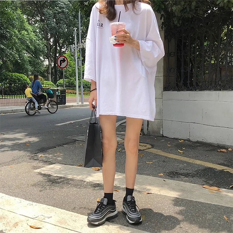 Женские футболки Ulzzang большие свободные женские топы с буквенным принтом женская