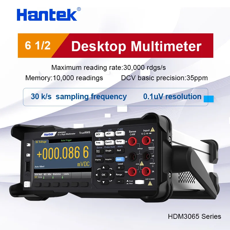 

Цифровой мультиметр Hantek HDM3065, 6 дюймов, 1/2 бит, Разрешение 0,1 μV, двойной дисплей 4,3 дюйма, цветной ЖК-дисплей