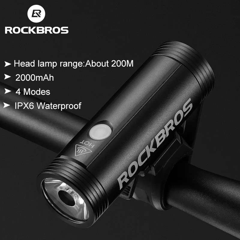 ROCKBROS водонепроницаемый велосипедный светильник передний USB зарядка 400 лм