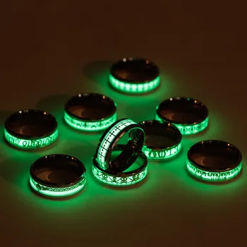 

Fashion Luminous Plated Ring Dark Golden Dragon Inlay Green Background Fashion Men Fluorescent Glowing Rings Family gift