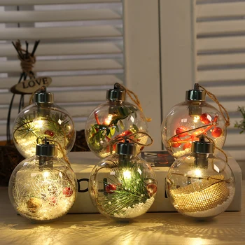 

10cm Glass Hanging Globe Bauble Ball With Warm Light Up LED Balls Xmas Party Home Garden Christmas Decoration For Home Supplies