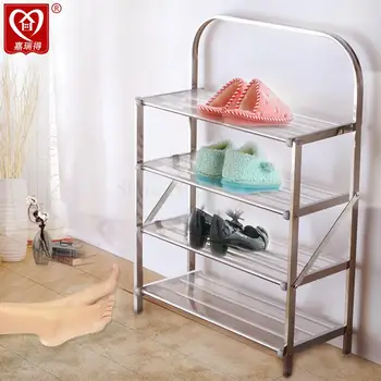 

Free installation of pure stainless steel shoe rack folding shoes shelf multi-layer dustproof creative fashion simple modern