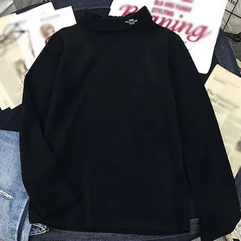 

Sweater Women Warm Elegant Embroidery Tops Half-High Collar Sweater Loose Long-sleeve Tops