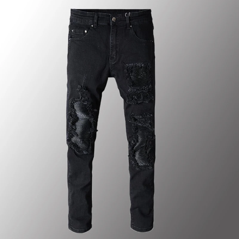 mens black stretch denim jeans
