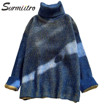 

Surmiitro Oversized Coarse Knitted Warm Autumn Winter Sweater Women Turtleneck 2020 Long Sleeve Jumper Pullover Female Knitwear