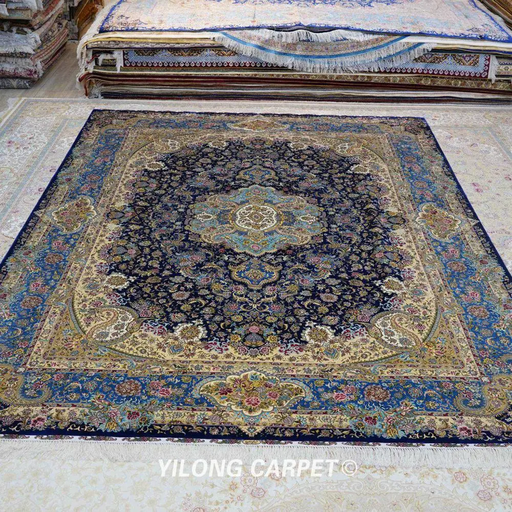 Yilong 9 'x 12' персидские ковры ручной работы синие Восточные классические
