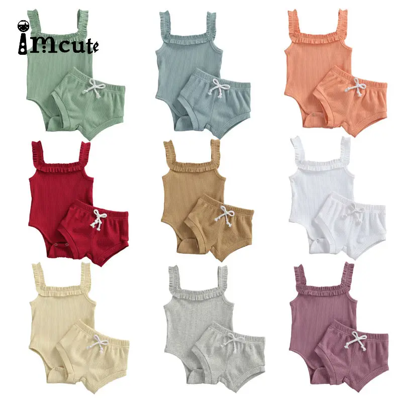 2 шт. хлопковая футболка без рукавов и шорты для новорожденных | Детская одежда