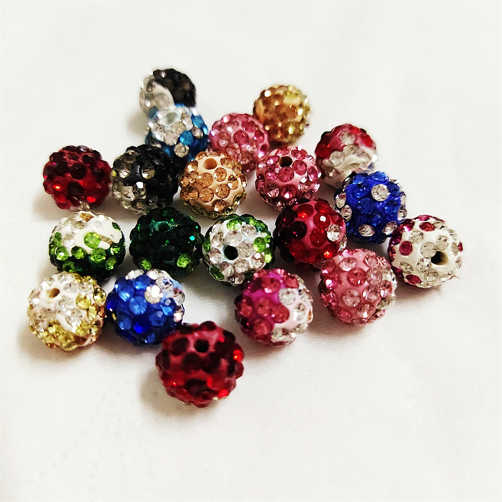 AAAA+Quality 10mm Mixed Colors Three Tone Clay Shamballaa Beads 2Holes Bracelet Pendant Jewelry Accessories DIY