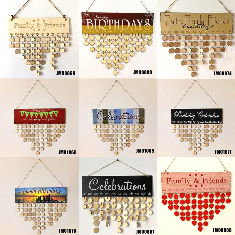 Hot Selling Wood Wall Hanging Calendar Birthday Celebrations DIY Reminder for Home Decoration LBV