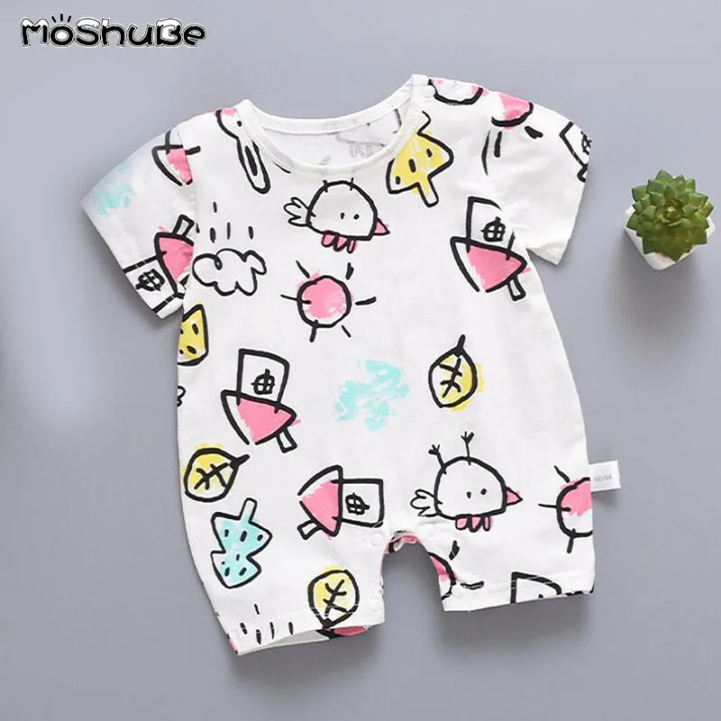 

0-2T Cute Cartoon Baby Boys Girls Onesies Outfit Summer 2019 Cotton Clothes Short-sleeved Romper Jumpsuit Body New Born Costume
