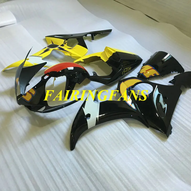 Заказной обтекатель мотоцикла обтекатель тела комплект для YAMAHA YZFR6 05 YZF R6 2005 YZF600 ABS желто-черные Обтекатели кузова+ подарки YJ21