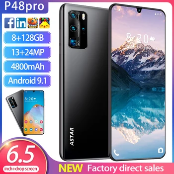 

New P48 Pro Mobile Phone Android 9.1 OS 5G Cellphones 6.5“ 8G RAM 128GB ROM Dual SIM 13MP Front Camera 4800mAh SmartPhones