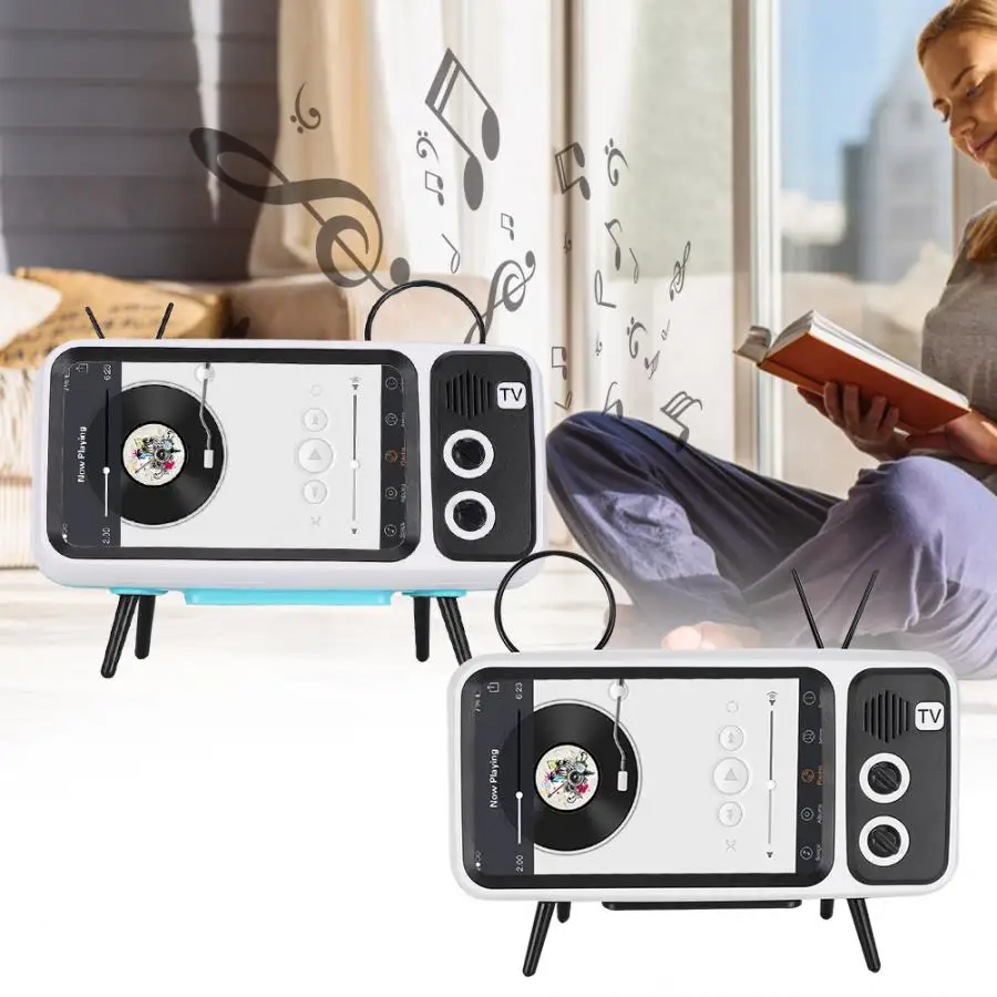 2 в 1 Ретро ТВ модель Bluetooth динамик держатель телефона для смартфонов до 6 дюймов