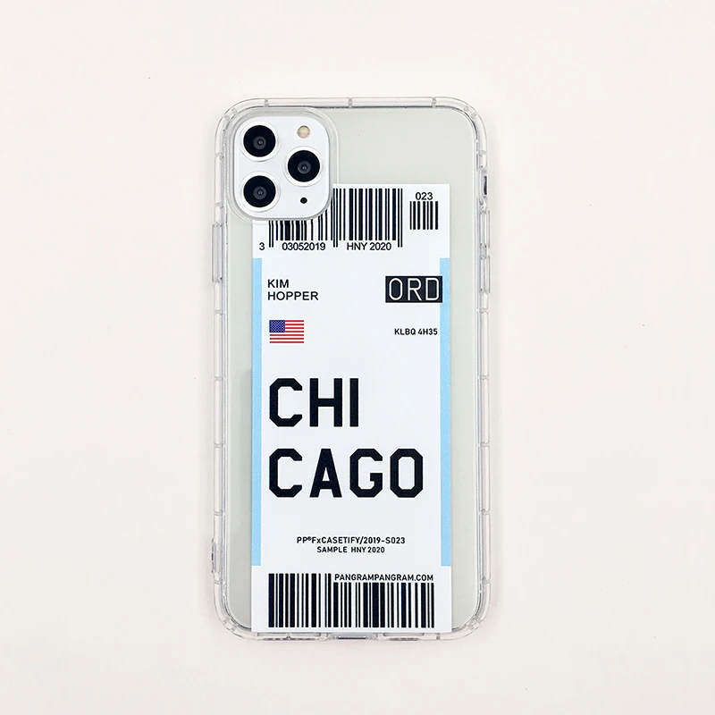 Горячая Распродажа, американский городской ярлык, штрих-код, чехол для телефона, для iPhone X, XS, 11 Pro, MAX, XR, 6s, 7, 8 plus, простая буква, Нью-Йорк, прозрачный силиконовый чехол - Цвет: Chicago