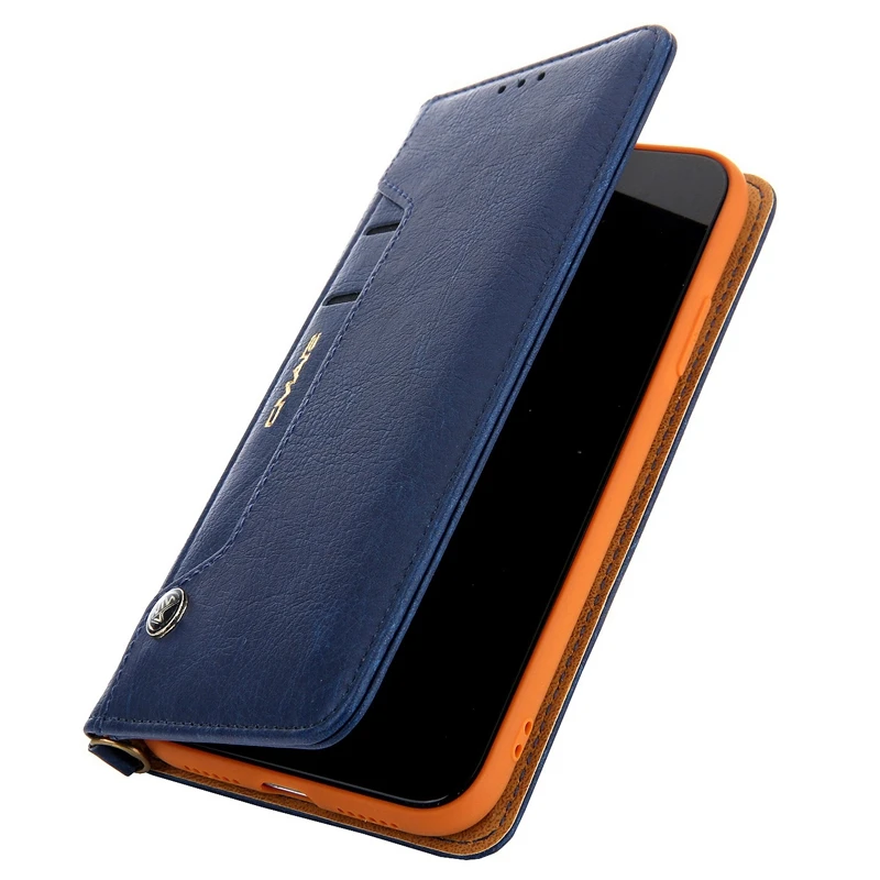 Для iPhone PU кожаный чехол-кошелек с отделением для кредитных карт чехол для поддержки-синий