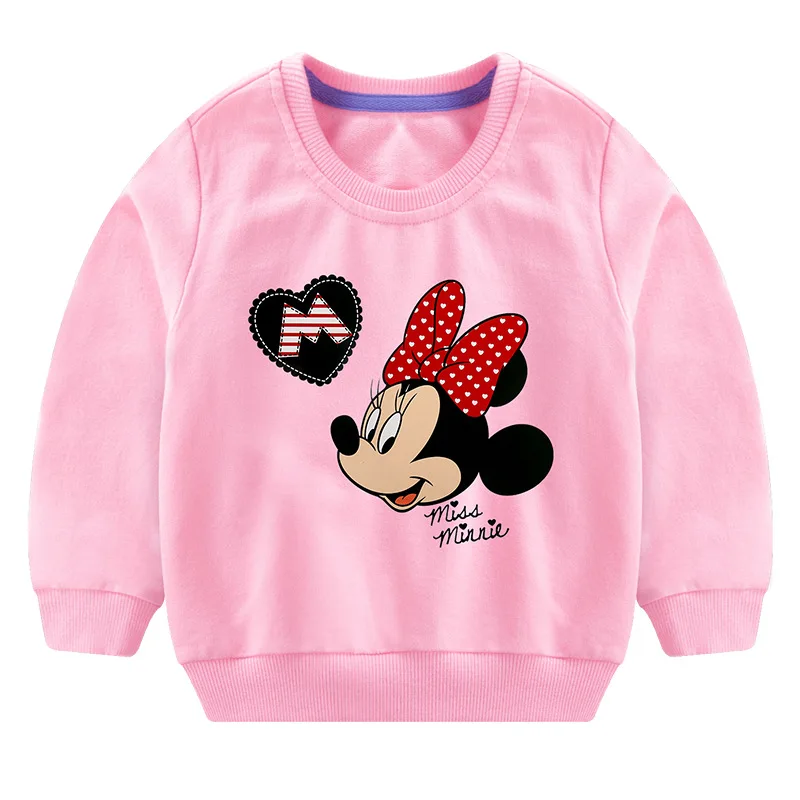 Minnie-Pink Футболка с длинными рукавами и рисунком Минни Микки для мальчиков и девочек; топы; детская одежда; Весенний хлопковый пуловер; рубашка-пальто; детские толстовки - Цвет: Minnie-Pink