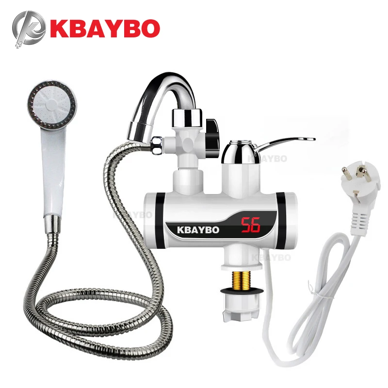 KBAYBO 3000W electric water heater Temperature Display faucet for kitchen Instant Hot Water Tap Faucet tankless | Бытовая техника