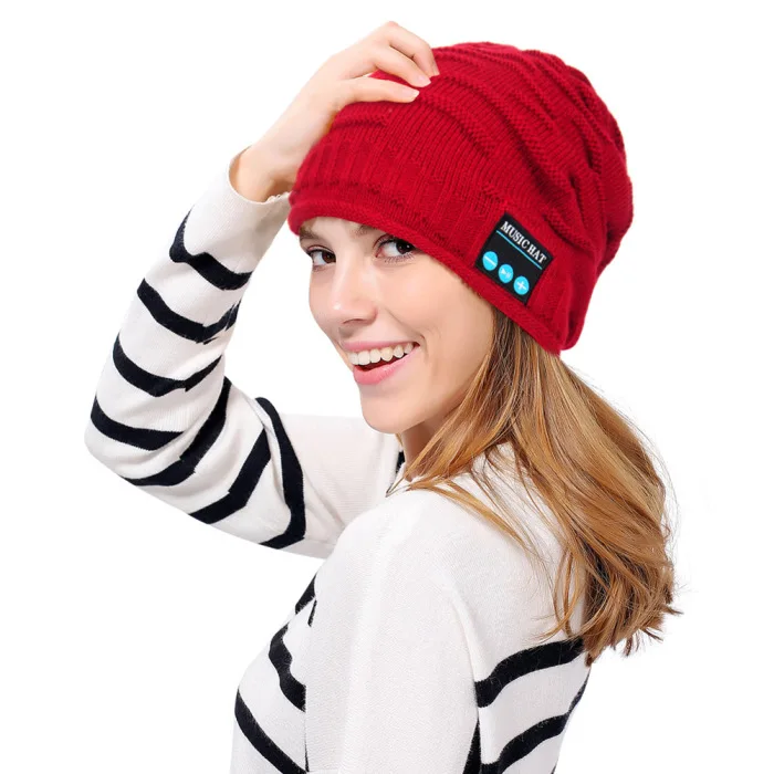 Bluetooth Music Knit Beanie Hat Running Caps Unisex Wireless Smart Warm Cap Headset Speaker with Mic